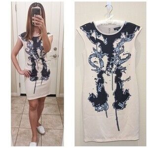 McQueen Dress with Abstract Print Cap Sleeves